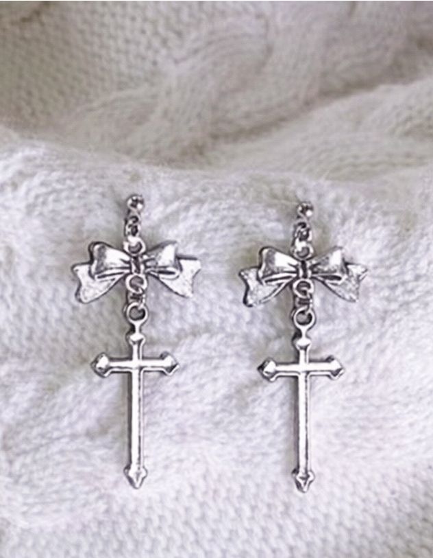 Сережки у вигляді банта з хрестом | 263158-05-XX - A-SHOP
