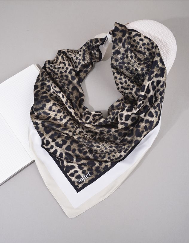 Хустка на шию з леопардовим принтом | 265092-40-XX - A-SHOP