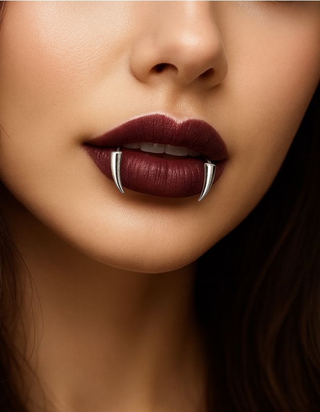 Сережка обманка на губу парна з іклом | 265734-05-XX - A-SHOP