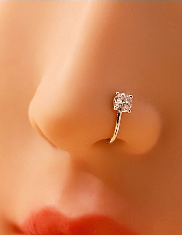 Сережка обманка у ніс з кристалом | 266665-05-XX - A-SHOP