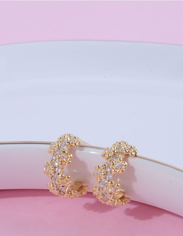 Сережки півкільця з ромашками | 264478-04-XX - A-SHOP