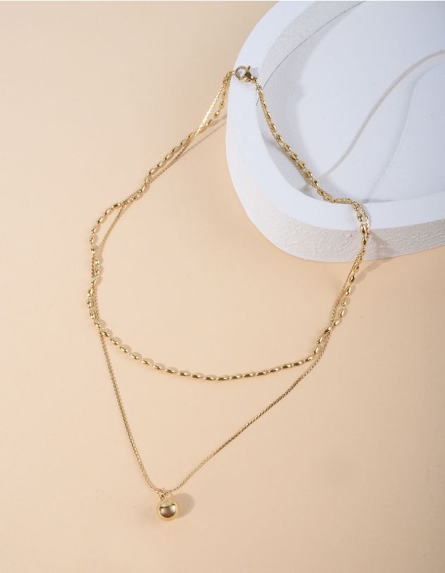 Підвіска на шию двошарова з намистиною | 265229-04-XX - A-SHOP