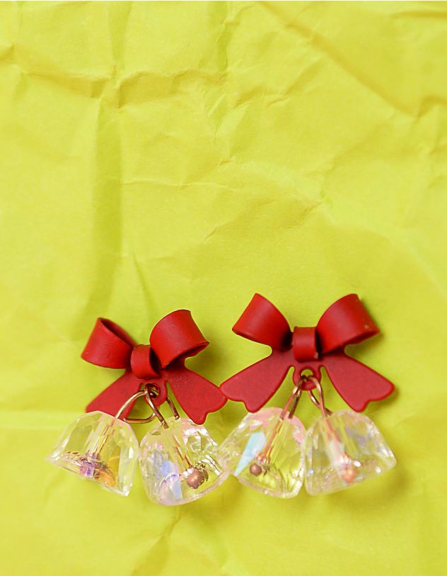 Сережки у вигляді різдвяних  дзвоників з бантом | 252036-15-XX - A-SHOP