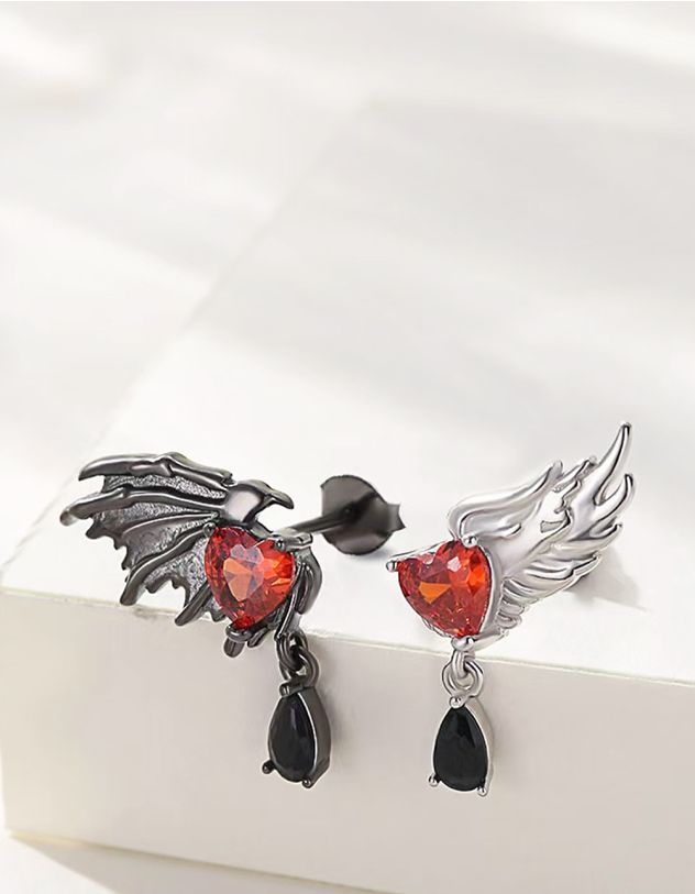 Сережки у вигляді серця з крилом | 264100-05-XX - A-SHOP