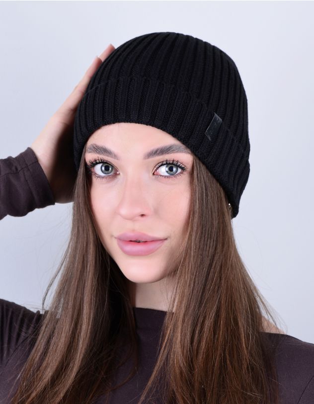 Шапка ковпак у рубчик з відворотом | 264646-02-XX - A-SHOP