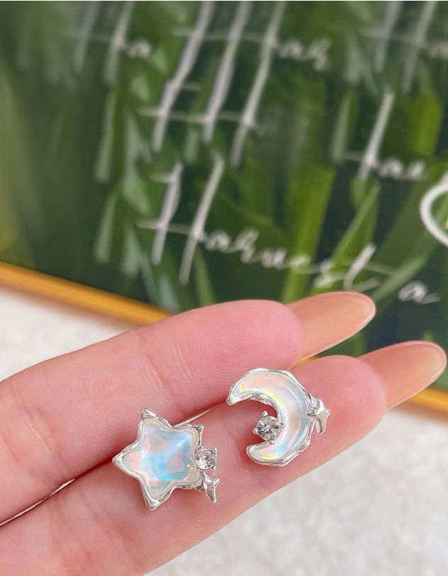 Сережки пусети у вигляді зірки та півмісяця | 261779-05-XX - A-SHOP