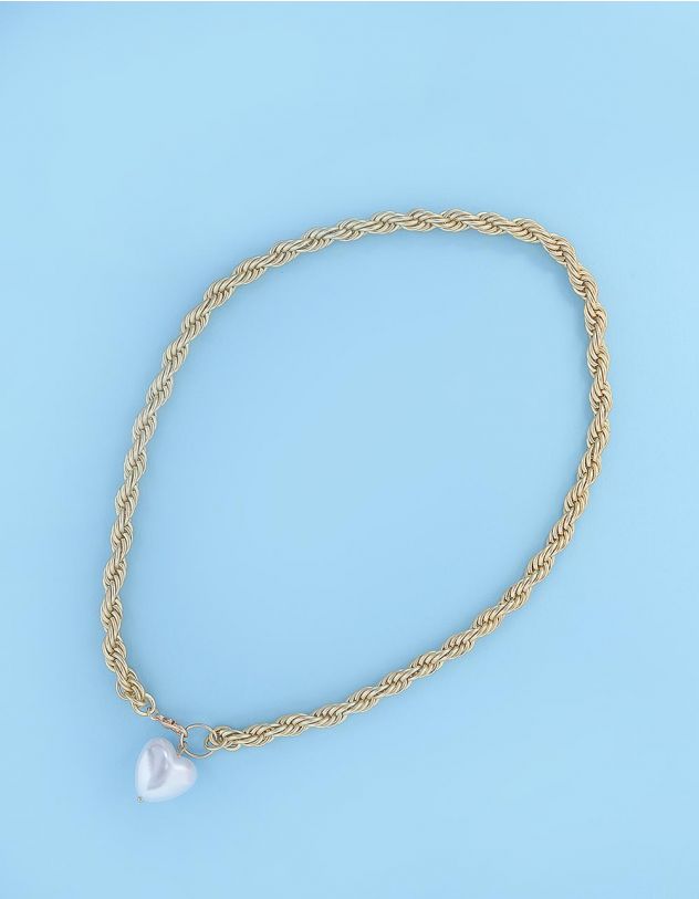 Підвіска на шию із ланцюжка з кулоном у вигляді серця із перлини | 249042-08-XX - A-SHOP