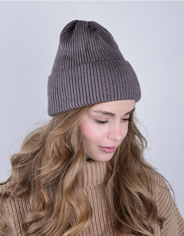 Шапка ковпак у рубчик з відворотом | 248887-39-XX - A-SHOP