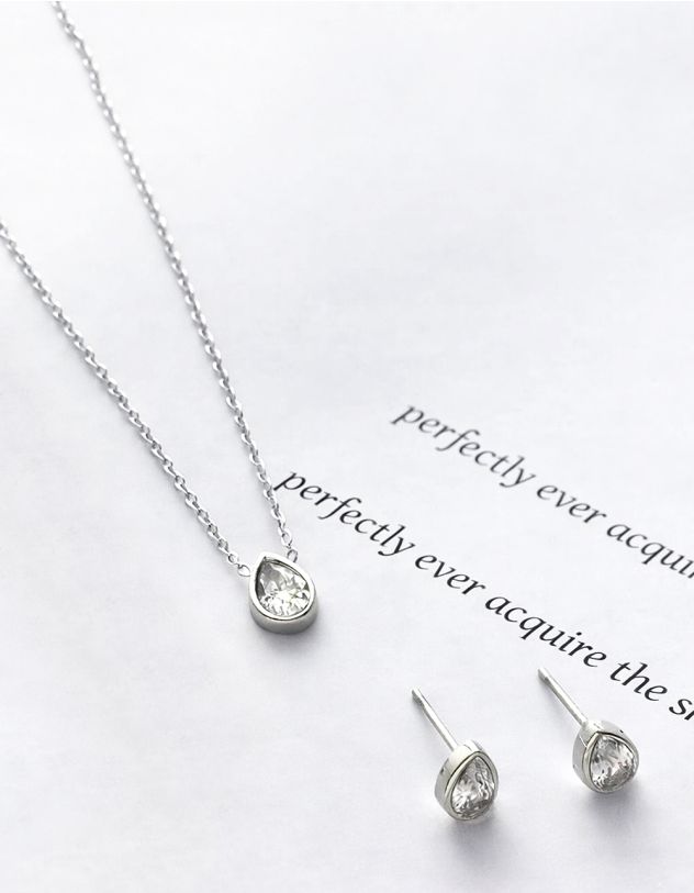 Комплект із підвіски на шию та сережок у вигляді краплі | 264657-05-XX - A-SHOP