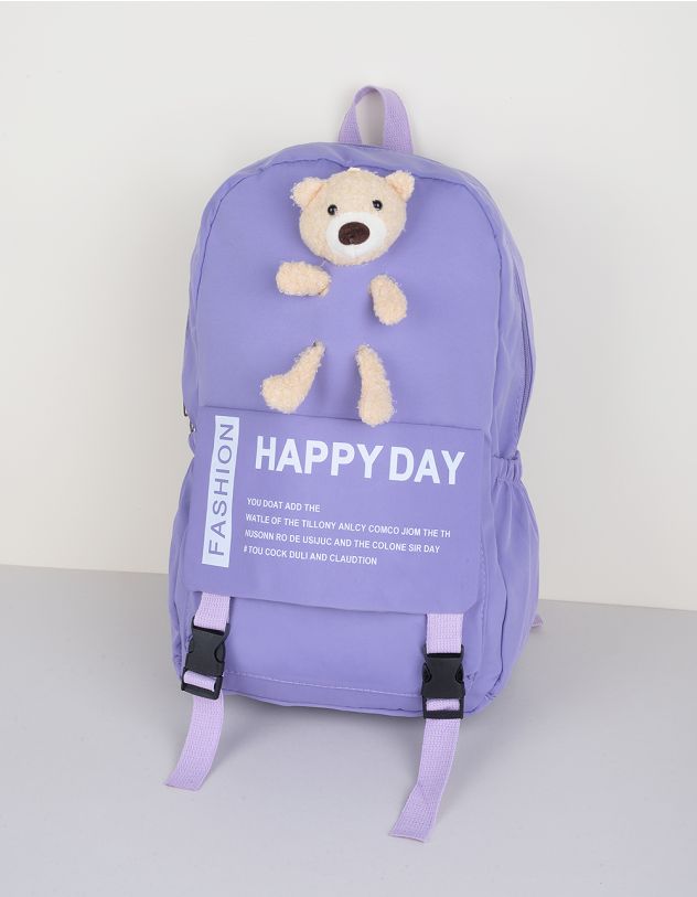 Рюкзак для міста з ведмедиком і написами | 258709-35-XX - A-SHOP
