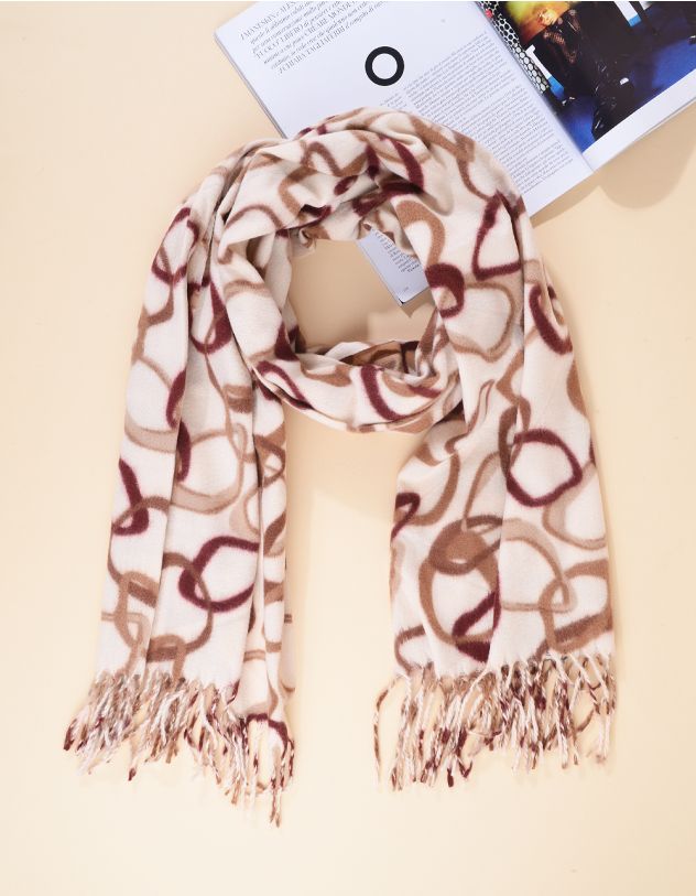 Палантин на шию з принтом та китицями | 265381-22-XX - A-SHOP