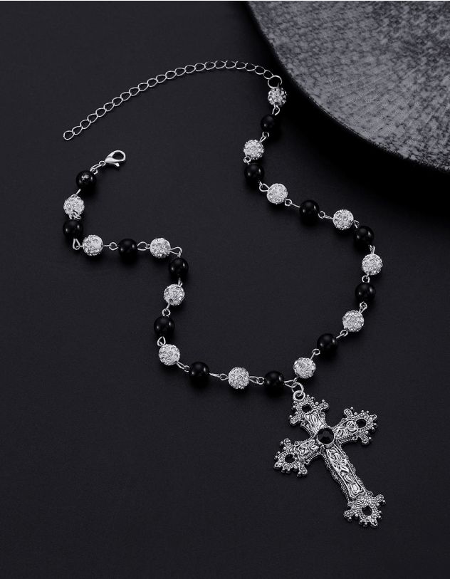 Підвіска на шию із намистин з хрестом | 267497-02-XX - A-SHOP