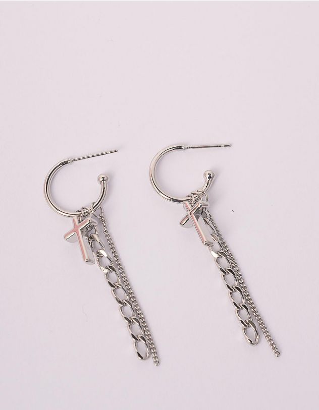 Сережки довгі з ланцюжками та хрестиками | 251237-05-XX - A-SHOP