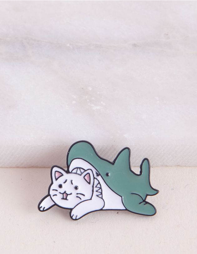 Брошка у вигляді кота у костюмі акули | 252711-20-XX - A-SHOP