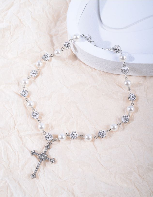 Підвіска на шию із перлин з хрестом | 267500-05-XX - A-SHOP