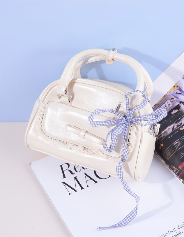 Сумка кросс боді з мереживом та бантом у клітинку | 264681-01-XX - A-SHOP