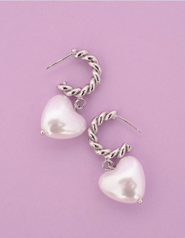 Сережки з перлинами у формі сердець | 249495-06-XX - A-SHOP