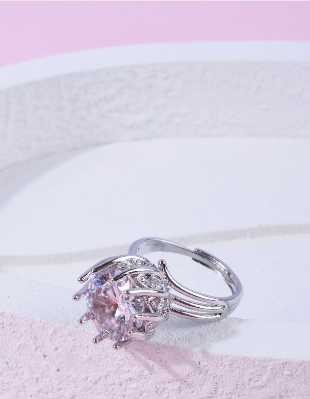 Кільце у вигляді квітки з кристалом | 266022-05-39 - A-SHOP