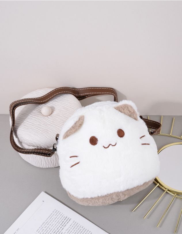 Сумка через плече хутряна у вигляді котика | 263548-12-XX - A-SHOP