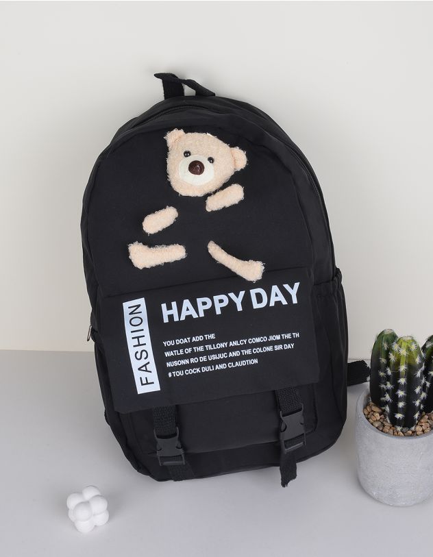 Рюкзак для міста з ведмедиком і написами | 258709-02-XX - A-SHOP