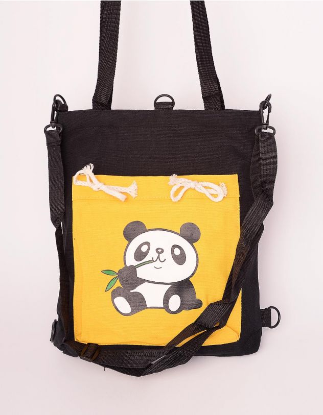 Сумка шопер рюкзак з принтом панди | 250796-02-XX - A-SHOP