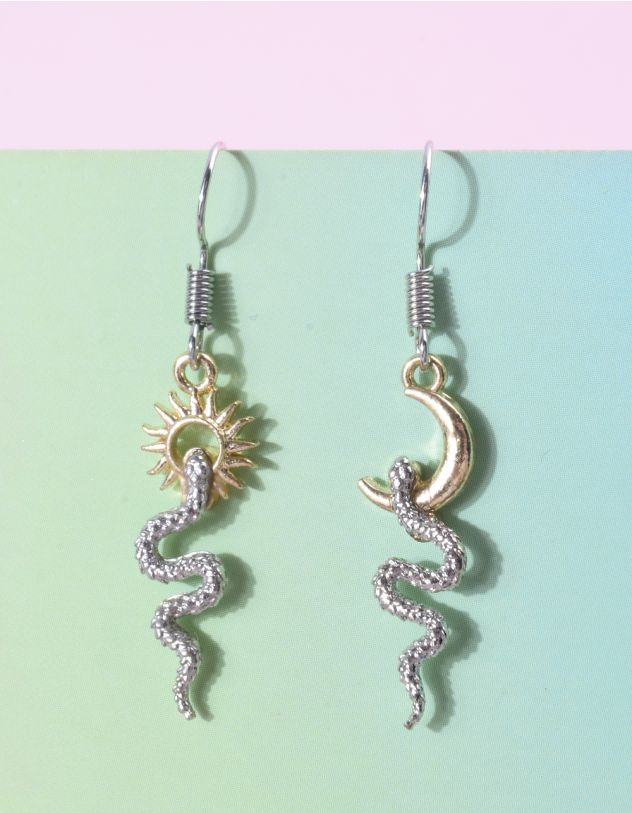 Сережки у вигляді змії з сонцем та півмісяцем | 264098-05-XX - A-SHOP