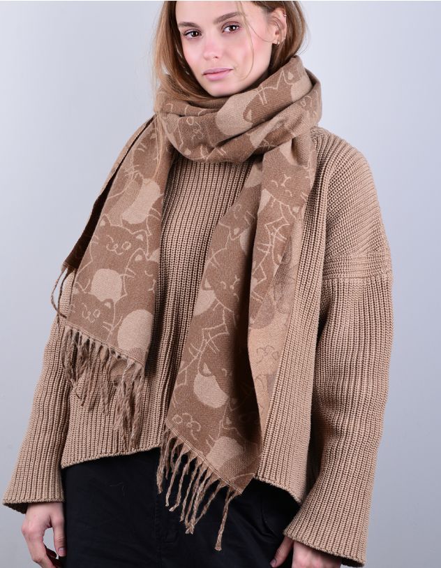 Палантин з принтом котика | 264401-34-XX - A-SHOP