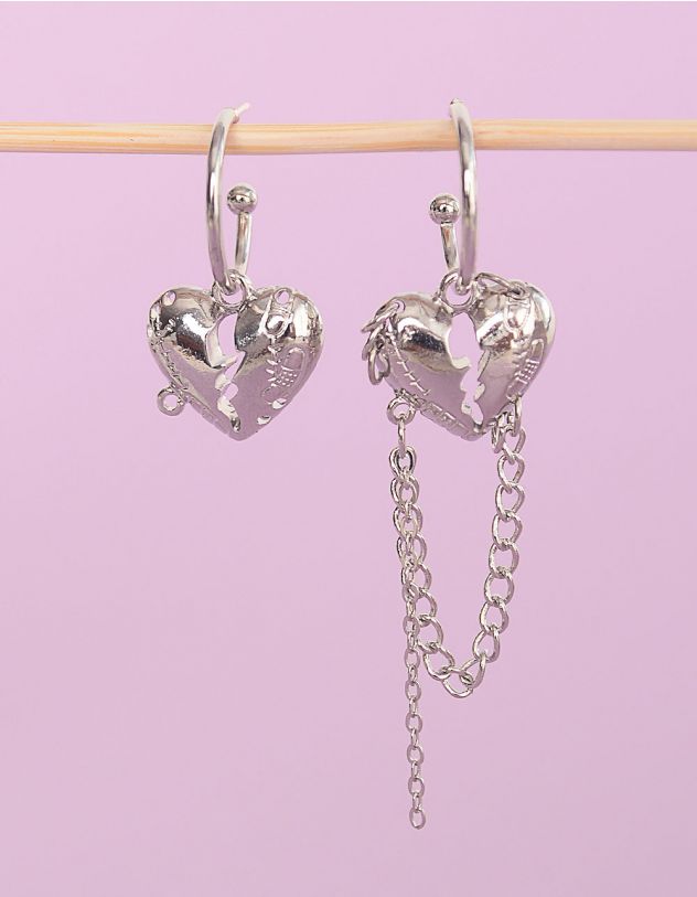 Сережки у вигляді серця з ланцюжком | 253258-05-XX - A-SHOP