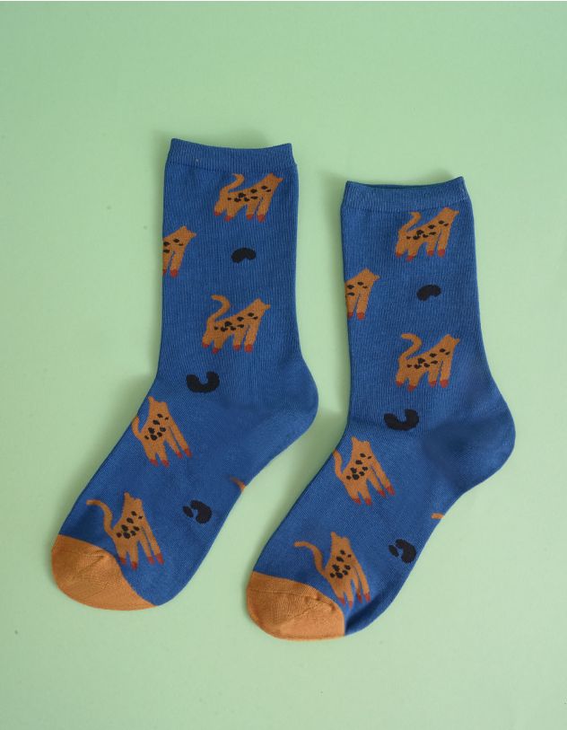 Шкарпетки з принтом кішки | 255597-13-XX - A-SHOP