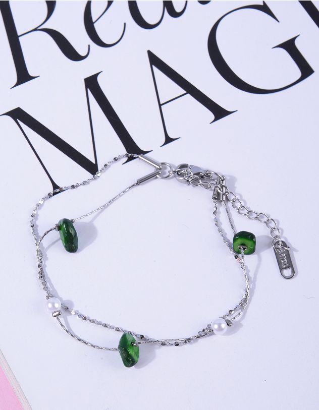 Браслет на руку двошаровий з перлинами | 265809-62-XX - A-SHOP