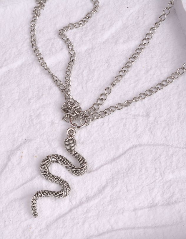 Підвіска чокер на шию із ланцюжків з кулоном у вигляді змії | 257112-05-XX - A-SHOP