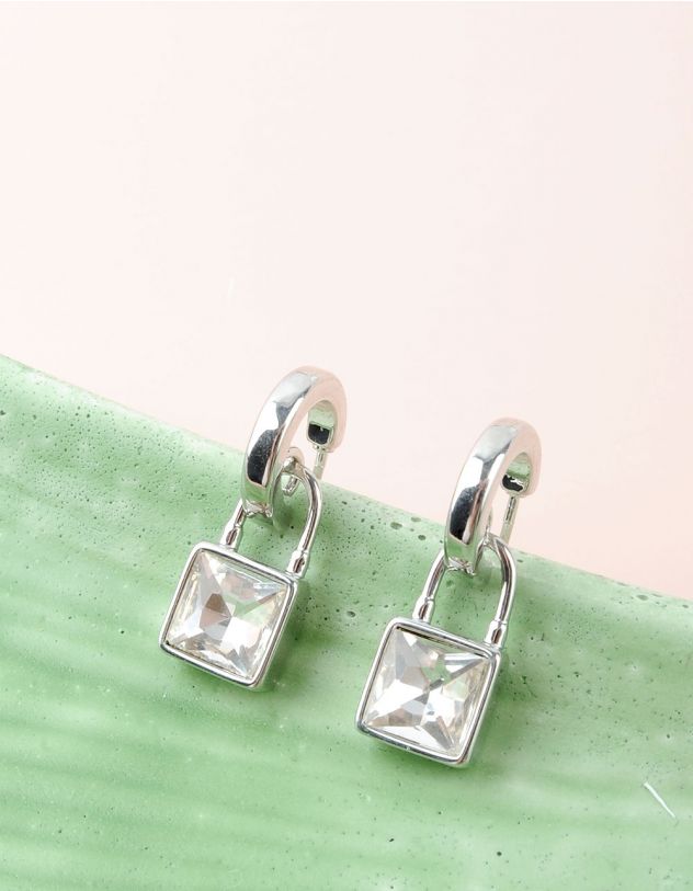 Сережки у вигляді замка з кристалами | 258102-06-XX - A-SHOP