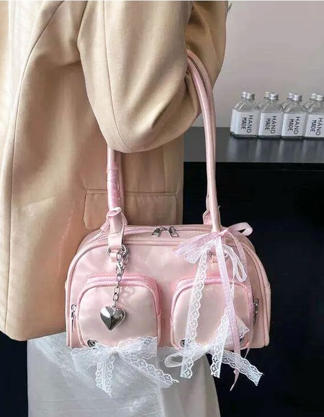 Сумка з мереживним бантом та брелоком у вигляді серця | 264234-14-XX - A-SHOP
