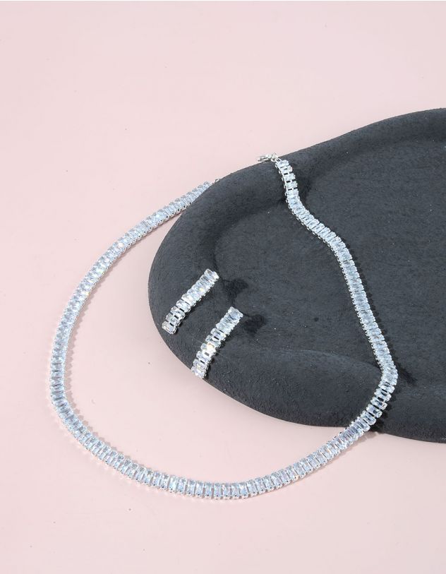 Комплект із сережок та підвіски на шию декорованих стиразами | 258123-06-XX - A-SHOP