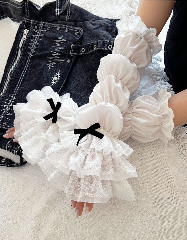 Мітенки з мереживними воланами та бантами | 264734-02-XX - A-SHOP