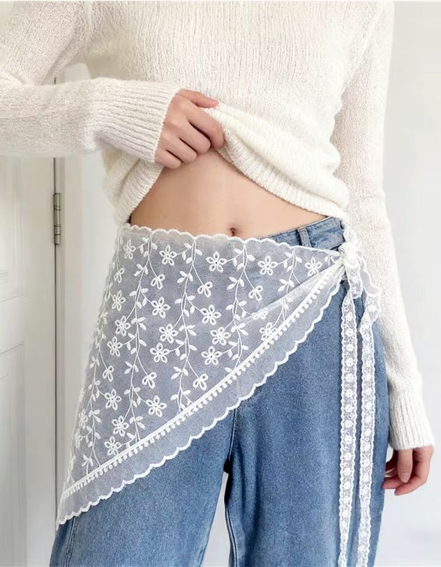 Хустка на талію мереживна з квітами | 266278-01-XX - A-SHOP