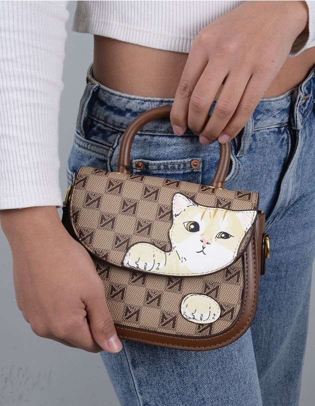 Сумка через плече з котиком на клапані | 261346-22-XX - A-SHOP