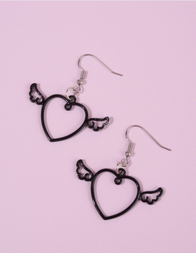 Сережки подовжені у вигляді серця з крилами | 259147-02-XX - A-SHOP