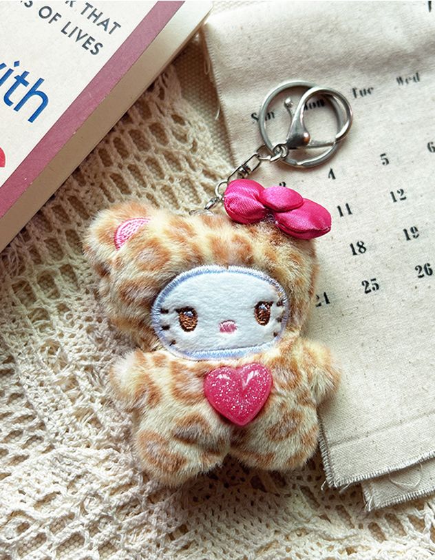 Брелок на сумку у вигляді кицьки з леопардовим принтом | 263530-34-XX - A-SHOP