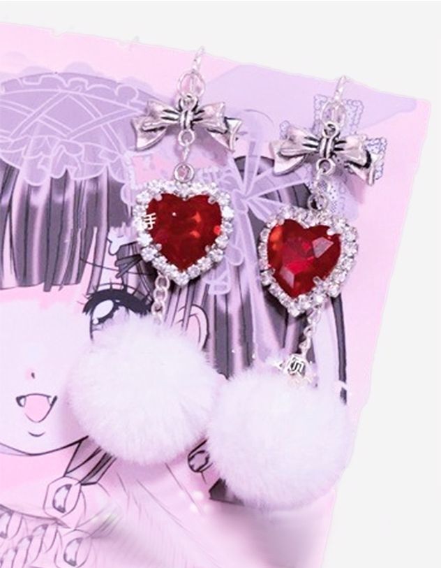 Сережки довгі у вигляді банта з серцем | 264053-60-XX - A-SHOP