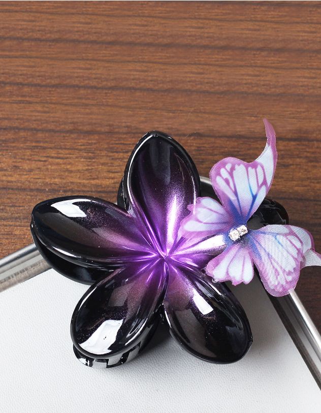 Заколка для волосся крабік у вигляді квітки з метеликом | 265998-02-XX - A-SHOP