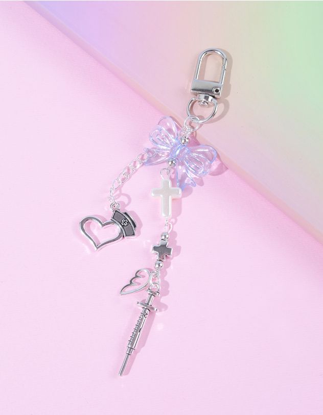Брелок у вигляді банта з серцем та хрестом | 264868-64-XX - A-SHOP