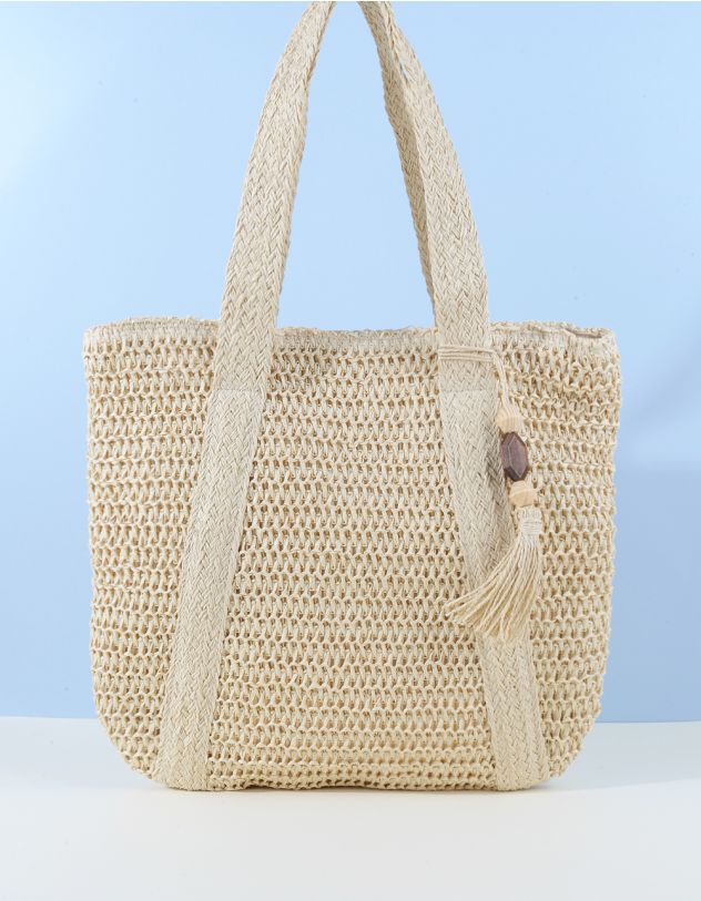 Сумка шопер зі штучної соломи з китицею | 263954-22-XX - A-SHOP