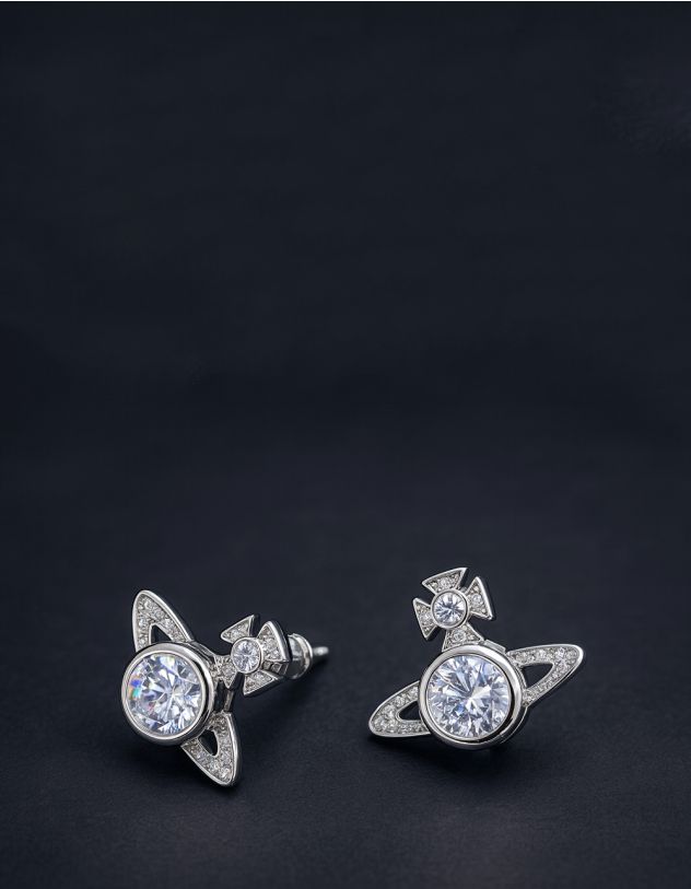 Сережки пусети у вигляді Сатурна | 265109-05-XX - A-SHOP