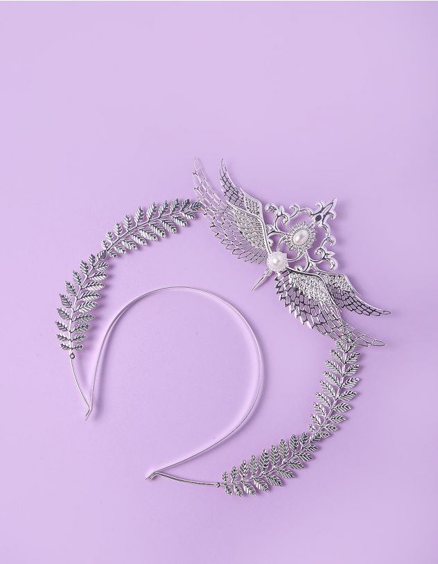 Обідок для волосся у вигляді листя з крилами декорований перлинами | 248590-06-XX - A-SHOP