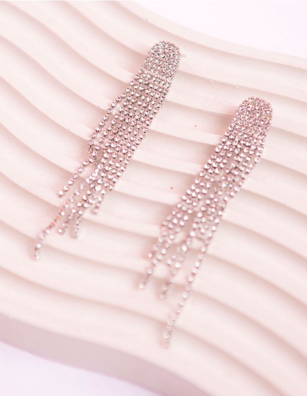Сережки довгі декоровані стразами | 253628-06-XX - A-SHOP
