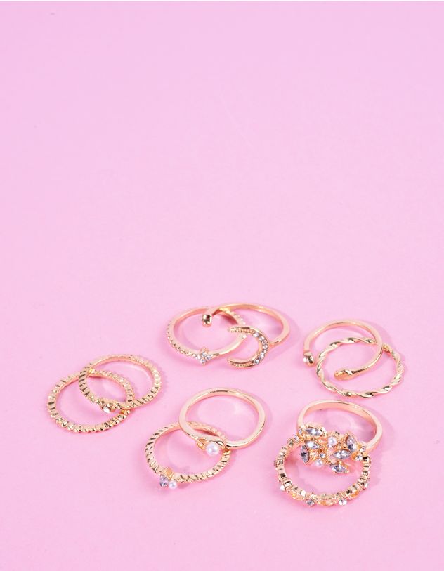 Кільця у наборі з півмісяцем та серцями | 265596-04-XX - A-SHOP