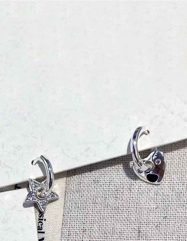 Сережки з підвісками у вигляді зірки та серця | 261667 - A-SHOP