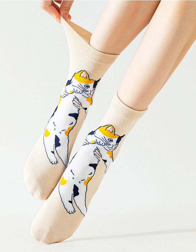 Шкарпетки з принтом кота | 265608-40-XX - A-SHOP