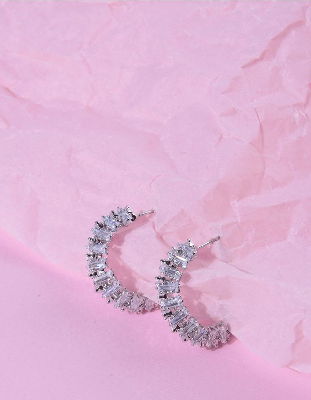 Сережки кільця інкрустовані стразами | 264907-05-XX - A-SHOP